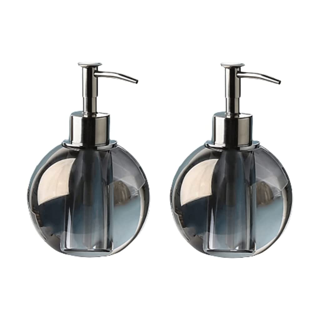 Klassischer manueller Seifenspender Kristallklares Glas Runder Lotionsspender Metall Rostfreie Pumpe Seifenpumpe 78ml/2.6oz