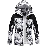 GIISAM Men's Rain Jacket, Casual Outdoor Lightweight Rain Coat for Men Windbreaker for Men(Camo White,3XL)