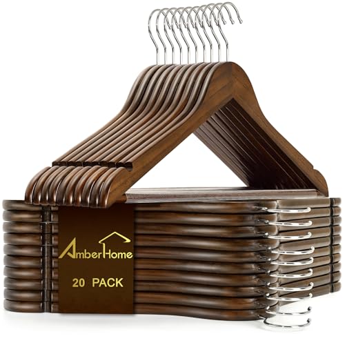Amber Home Vintage Wooden Hangers 20 Pack