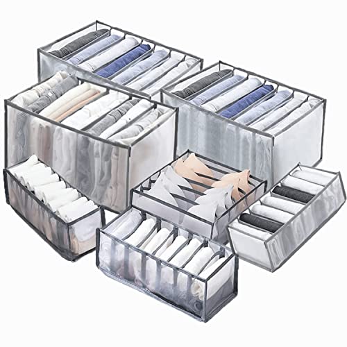 Arnty Wardrobe Clothes Organizer, Upgraded Drawer Organizers For Clothing, Clothes Organizer For Folded Clothes, Jeans Organizer For Closet（7 Packs: Jeans*2+Shirt+Leggings+Bra+Underwear+Socks） #TOP3
