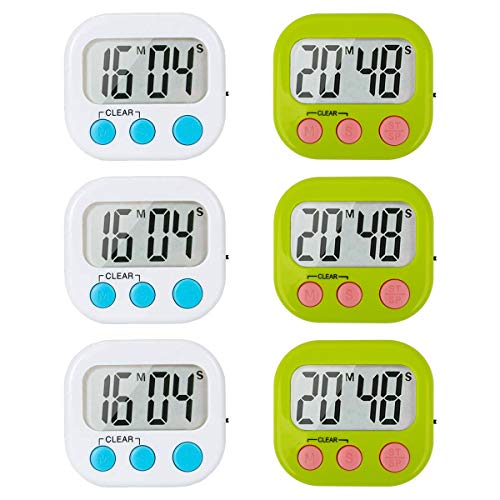 6 Pack Digital Kitchen Timer for Cooking Classroom Timers for Teachers Minute Second