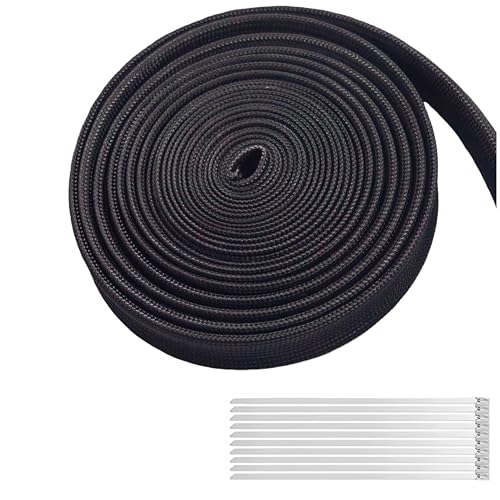 Heat Fiberglass Shield Sleeve Adjustable Hose Heat Spark Plug Wire High Temp 2000 Degree Black Colour 10FT-10MM(3/8