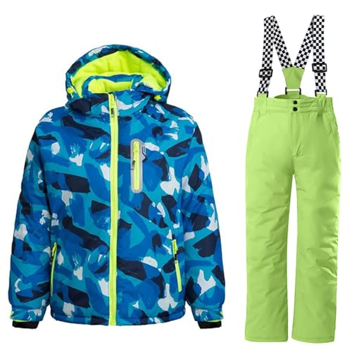 Image of WOWULOVELY Big Boy's 2-Piece Colorblock Snow Pants and Jacket Snowsuit Ski Suit