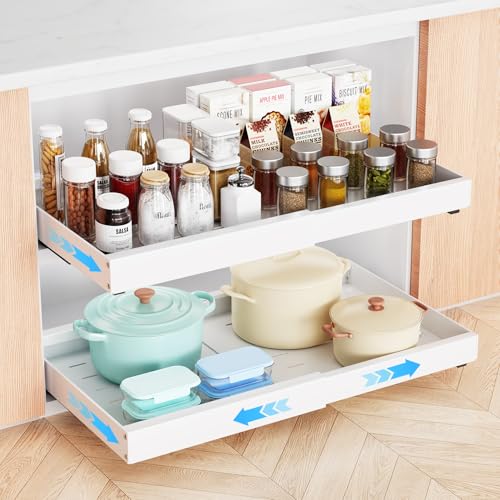 HUMTEOXI Gavetas removíveis para cozinha, 1 unidade, gavetas deslizantes para cozinha, organizador removível para armário de cozinha, sem necessidade de perfurar nem lavar (branco)
