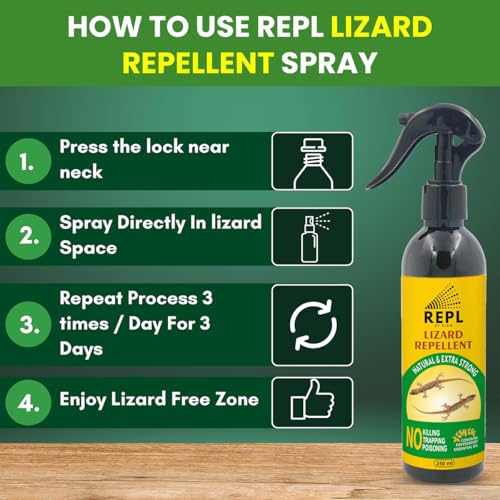 Image of Repl Lizard Repellent Spray(250ml*2) |Powerful Indoor & Outdoor Protection Up to 40 Days |Peppermint Oil Formula |Keeps Lizards Away Naturally |Safe for Kids, Pets & Family |Non-Toxic & Easy to Use (PACK OF 2)