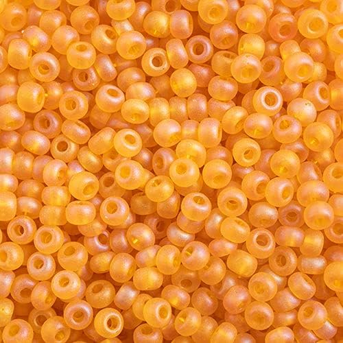 John Bead Czech Glass Seed Beads 10/0 Transparent Gold Yellow Matt AB 22Grams Bead for Jewelry Bracelets Necklaces Earrings DIY Arts Crafts Making