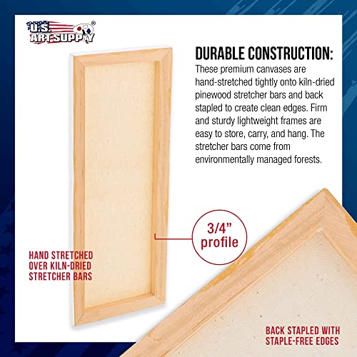 U.s. Art Supply 4 X 12 Inch Stretched Canvas 12-Ounce Primed 6-Pack - Professional White Blank 3/4" Profile Heavy-Weight Gesso Acid Free Bulk Pack - Painting, Acrylic Pouring, Oil Paint #TOP2