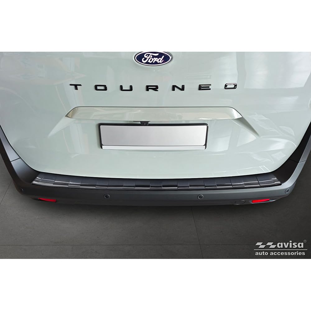 Avisa Protector del Parachoques Trasero Inoxidable Negro Compatible con Ford Tourneo Courier II/Transit Courier II 2023- 'Ribs'