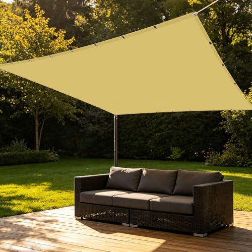 Voile d'ombrage 5 x 8 m rectangulaire résistant à l'eau sable - 2