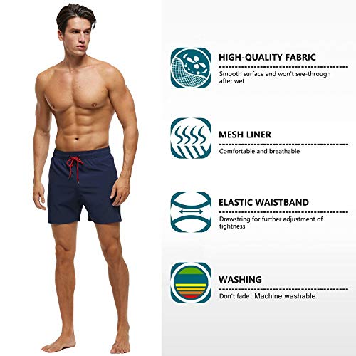 Image of Tyhengta Men's Swim Trunks Quick Dry Beach Shorts with Zipper Pockets and Mesh Lining
