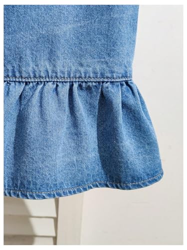 SHENHE Girl's Tie Front Bow Denim Vest Ruffle Hem Sleeveless Cute Summer Jean Tank Top3