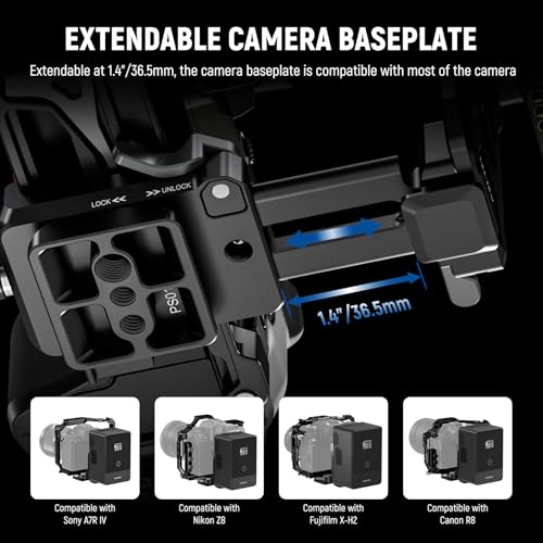 Image of NEEWER V Mount Battery Plate with NATO Rails, Arca Type Baseplate for RS4 Pro RS3 Pro Gimbal, Modular DSLR Camera Video Rig Compatible with SmallRig V Lock Battery Camera Cage, PS016