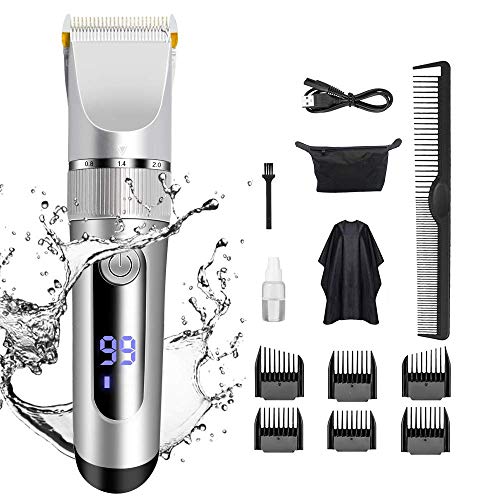Electric Hair Clippers for Men - Professional Hair Trimmers Set Rechargeable Cordless with LED Display Quite IPX7 Waterproof Hair Cutting Kit Barber Trimmer Kit
