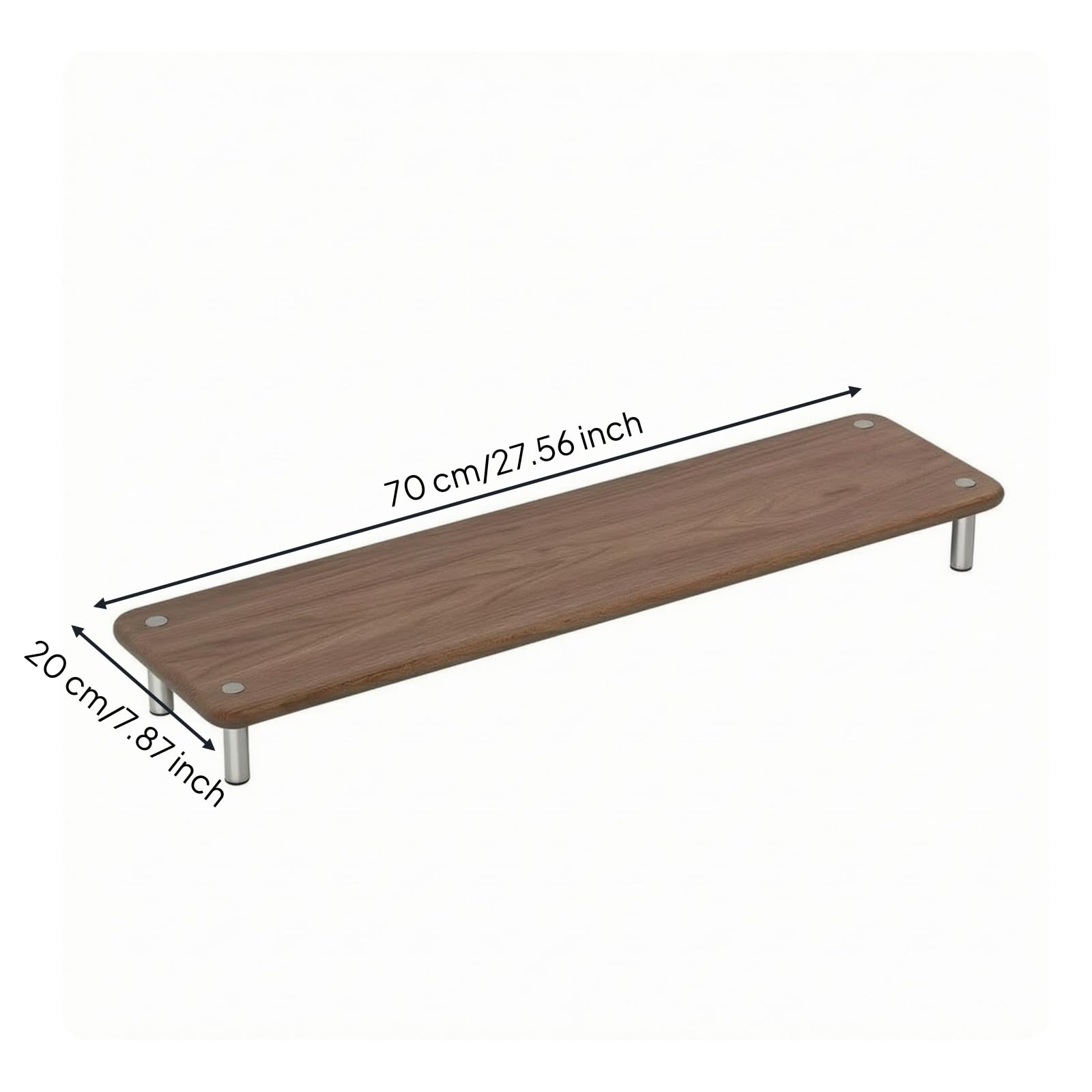 Riser Pantalla Madera Metal Resistente Al Óxido Soporte Elevador Pantalla Antideslizante Bandeja Elevadora Rectangular, Nogal, 70cm
