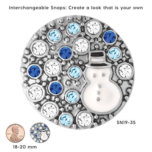 Ginger Snaps Kiss Snowman Charm Accessory | Interchangeable, Customizable & Adjustable Snap Jewelry Collection | Button Charms for Necklaces, Bracelets & Rings | Standard Size | SN19-352