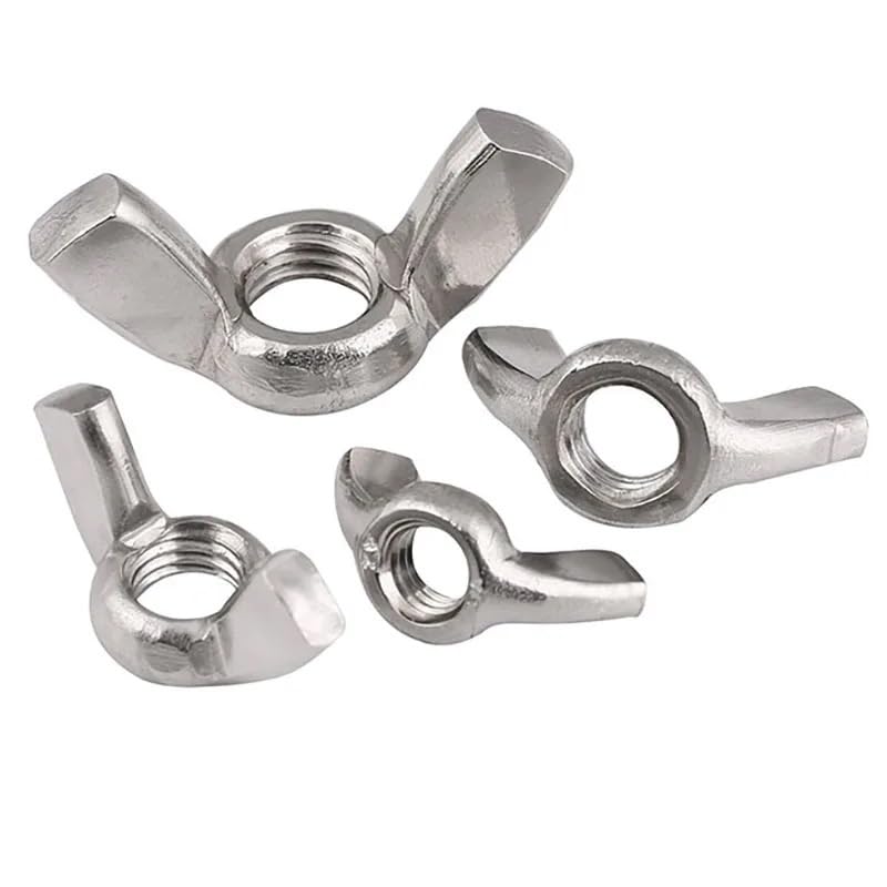 1/3/5pcs M3 M4 M5 M6 M8 M10 M12 304 Stainless Steel Wing Nut Thumb Butterfly Claw Nut Ingot Nut(5pcs,M6)