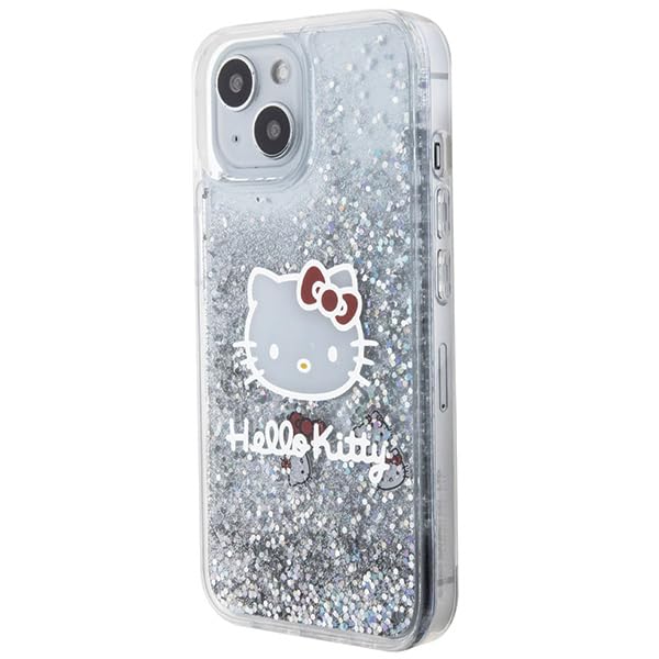 Hello Kitty HKHCP15SLIKHET etui do iPhone 15 6,1" srebrne hardcase Liquid Glitter Charms Kitty Head