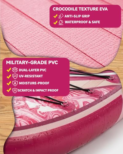 Image of 11'x34 Ultra Wide Inflatable Paddle Board, Stand Up Paddle Board &420lb Capacity for All Skill, Paddle Board for Yoga /Family, EVA Deck, US Fin, 100L Bag, High-Pressure Pump, Safety Leash
