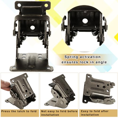 SHUESS 8 Pack Folding Table Legs Brackets, Heavy Duty Locking Foldable Support Hinges, 90 Degree Foldable Self Lock Hinges for Table Chair Bed Leg Feet Workbench (0-90-180 Degree, Black)