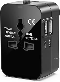 Universal Travel Adapter Worldwide, Travel Plug Adapter Worldwide International Travel Adapter With 2 USB, World Travel Adaptor All in One Universal Charger Power Adapter for European Euro EU US UK AU