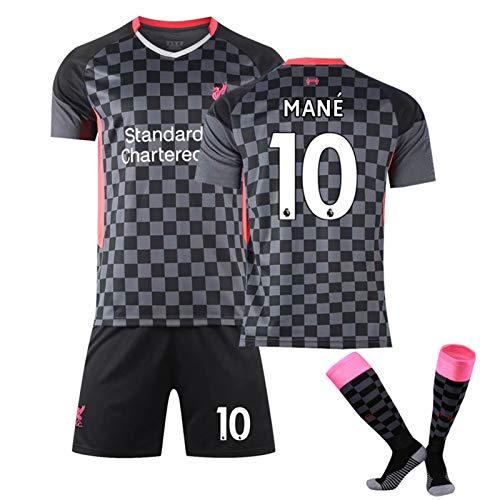 LCHENX-Fútbol Masculino 20-21 Liverpool # 10 Fanáticos de Sadio Mane Conjunto de Jersey Traje Deportivo Camiseta de Fútbol,Negro,M