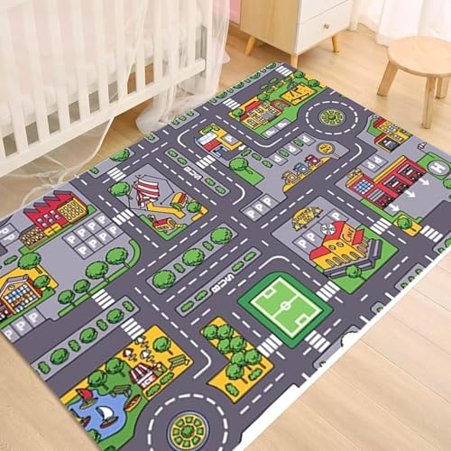 Générique Tapis Voiture Enfant, Tapis De Jeu Chambre Enfant Pliable, Tapis De Voiture pour Garçon Et Fille pour Chambre À Coucher Et Salle (50 X 80 Cm)
