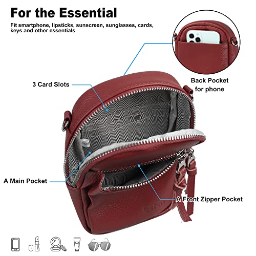 Image of befen Genuine Leather Crossbody Cell Phone Purse for Women, Small Zip Around RFID Blocking Crossbody Wallet Bags