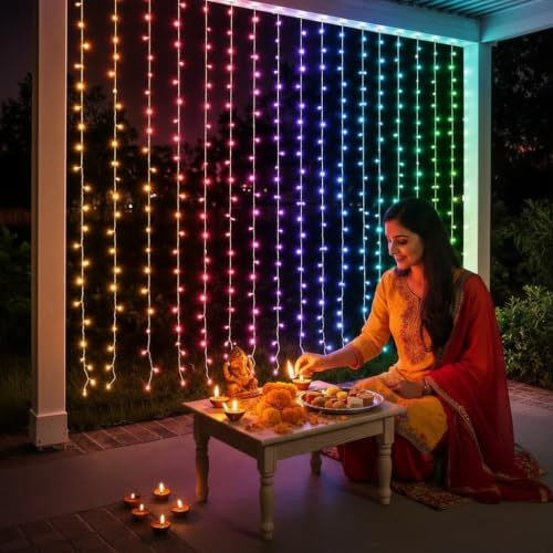 Image of MIRADH 180 LED 9.8 Feet Window Curtain String Light Led Light for Home Decoration Diwali Light, (Multi-Color)