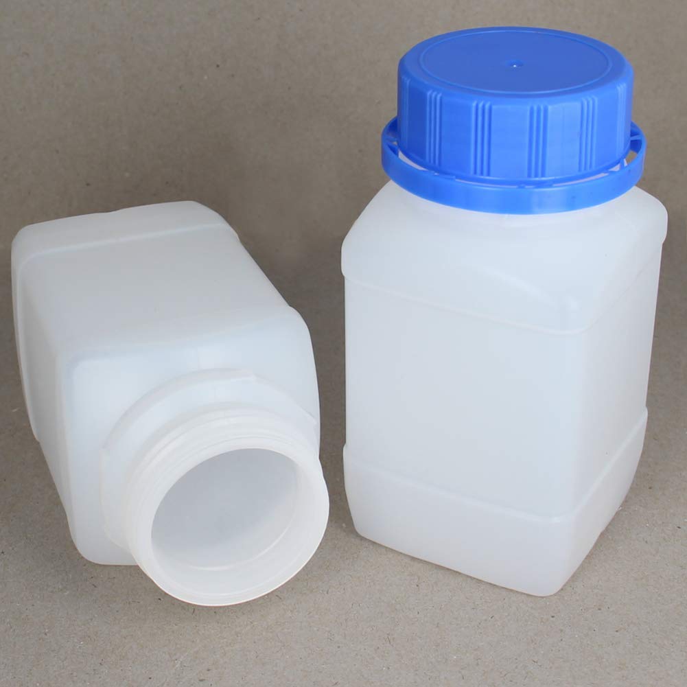 Othmro Plastic Lab Chemical Reagent Bottle, 250ml Wide Mouth Sample Sealing Liquid/Solid Storage Translucent Bottles, Blue cap 5pcs : Industrial & Scientific