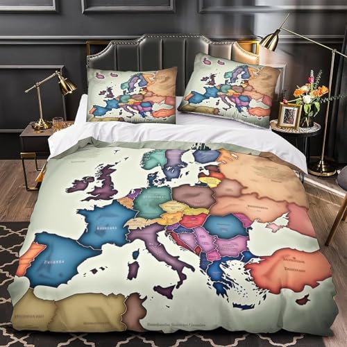 Housse de couette 155x220 carte rétro en microfibres douce - 3