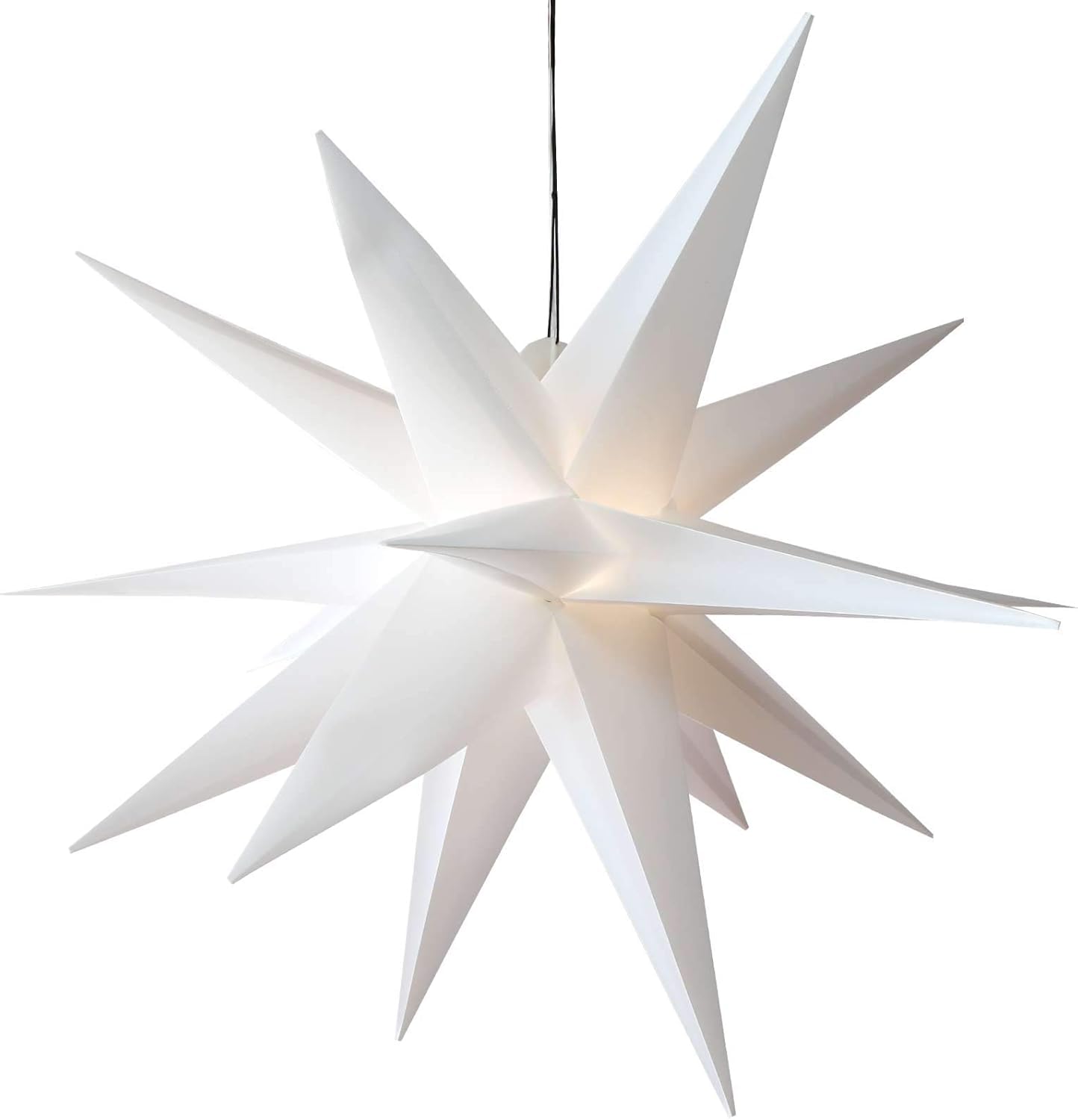 Gartenpirat 3D Leuchtender Weihnachtsstern weiß Ø 100 cm mit 18 Zacken Timer-Funktion Faltstern mit LED-Birne warmweiß Weihnachtsdeko außen innen