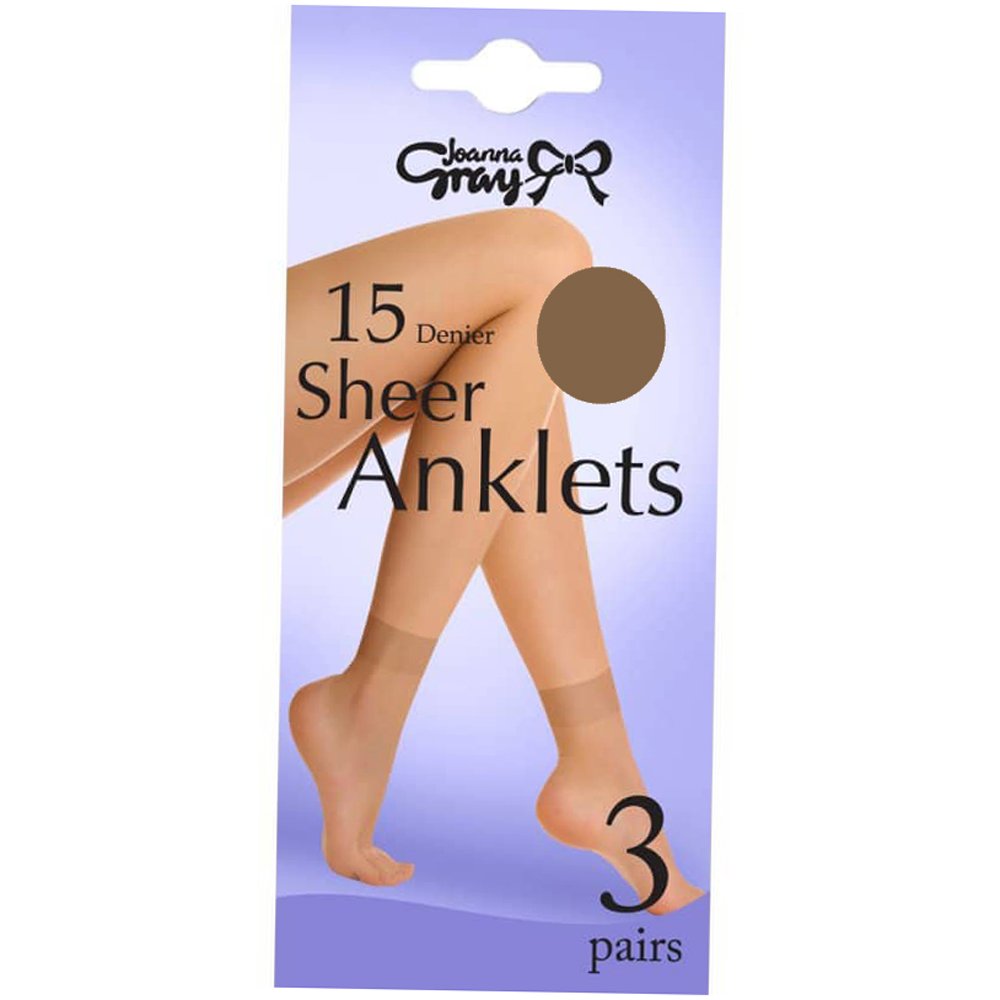 Joanna Gray Comfort Top 15 Denier Anklet Socks (3 Pair Pack) (Mink)