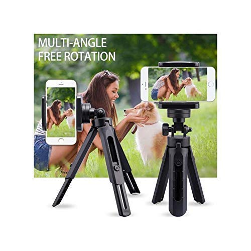 Image of Pora's Mobile Tripod Stand | Portable Handheld Tripod for Camera /Cell Phone | Tabletop Mini Tripod with Universal Phone Clip Extendable Tripod