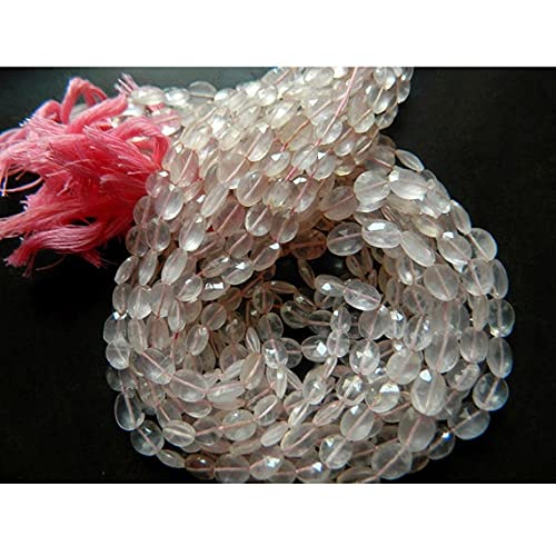 Quartz rose naturel perles ovales facettées 6x8mm de qualité gemme pour création de bijoux raffinés