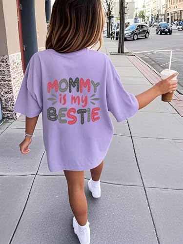 Girls Cute Letter Print Graphic T Shirts Short Sleeve Kids Casual Top3