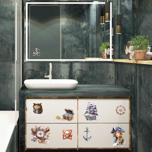 Peacoblue Rub on Transfer Decal Sticker for Furniture Craft Decor 6"x12" Pirates with Scraper - Image 4