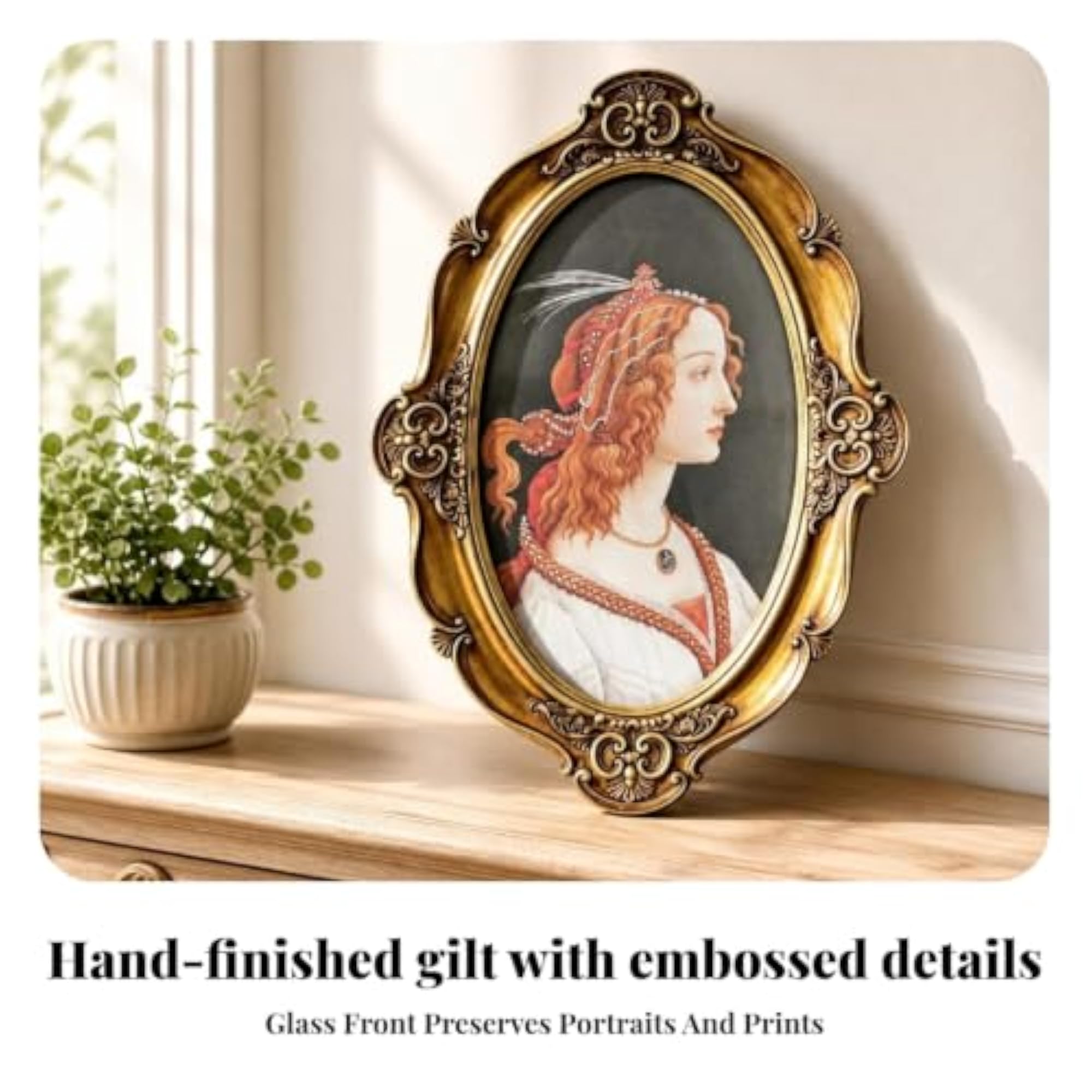 Decorative Oval Photo Frame with Glass