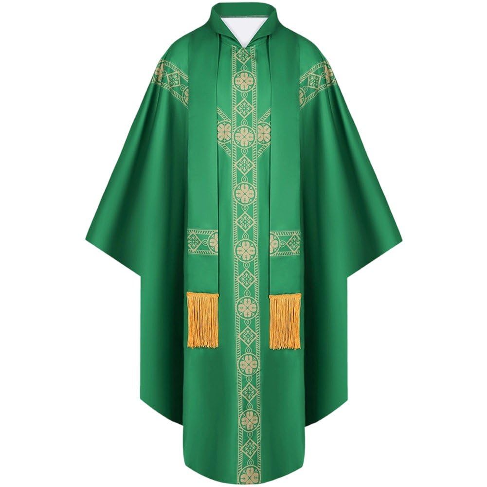 Étole à pompon et vêtement de messe du père pour déguisement catholique