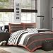 Mi-Zone Ashton Full/Queen Kids Bedding Sets for Boys - Orange, Grey, Stripes – 4 Pieces Boy Comforter Set – Ultra Soft Microfiber Kid Childrens Bedroom Comforters
