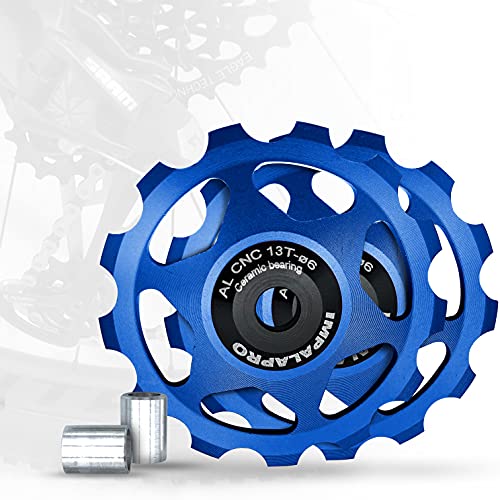 IMPALAPRO Bike Set of 2 Ceramic Jockey Wheels 13T - Derailleur Pulley - Jockey Wheels 11 Speed - Pulley Sram - Compatible with Shimano Jockey Wheels (Blue)