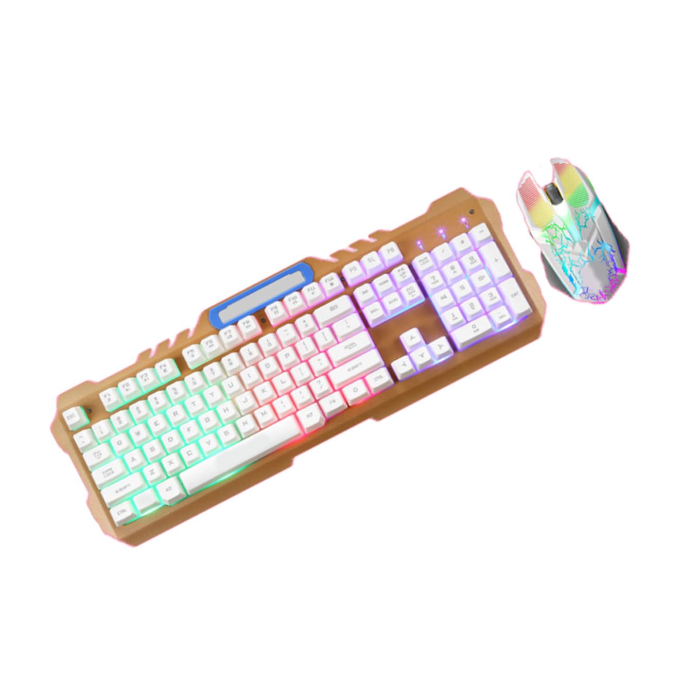 Operitacx Tastiera Meccanica Retroilluminata con Digitazione Confortevole Set e Mouse Bianco USB e Precisione Ottica per Gaming per Giocatori PC