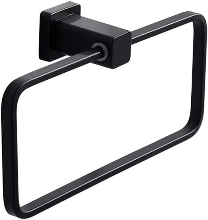 WDX- タオルリングブラックラウンドタオルリングタオルタオルリングワイプパンチフリー/ねじ込み式タオルラック 強い支持力 (Col