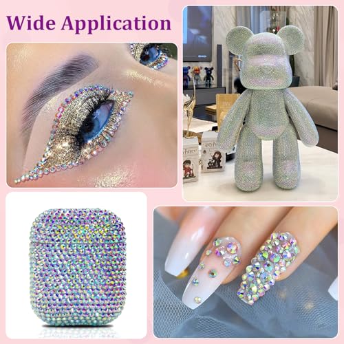 Image of 25000Pcs Resin Rhinestones for Crafting, AB 2-6mm Mixed Sizes Non Hotfix Flatback Gems with 1Pcs Glue, Bedazzling Crystal for DIY Craft Clothing Mugs Tumblers Shoes Fabric Decor Nail Art
