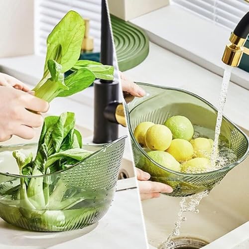 Cuenco, colador para lavadora de arroz, cesta de drenaje multifuncional, embudo de drenaje de cocina con escurridores laterales para limpiar frutas, arroz, herramienta de cocina