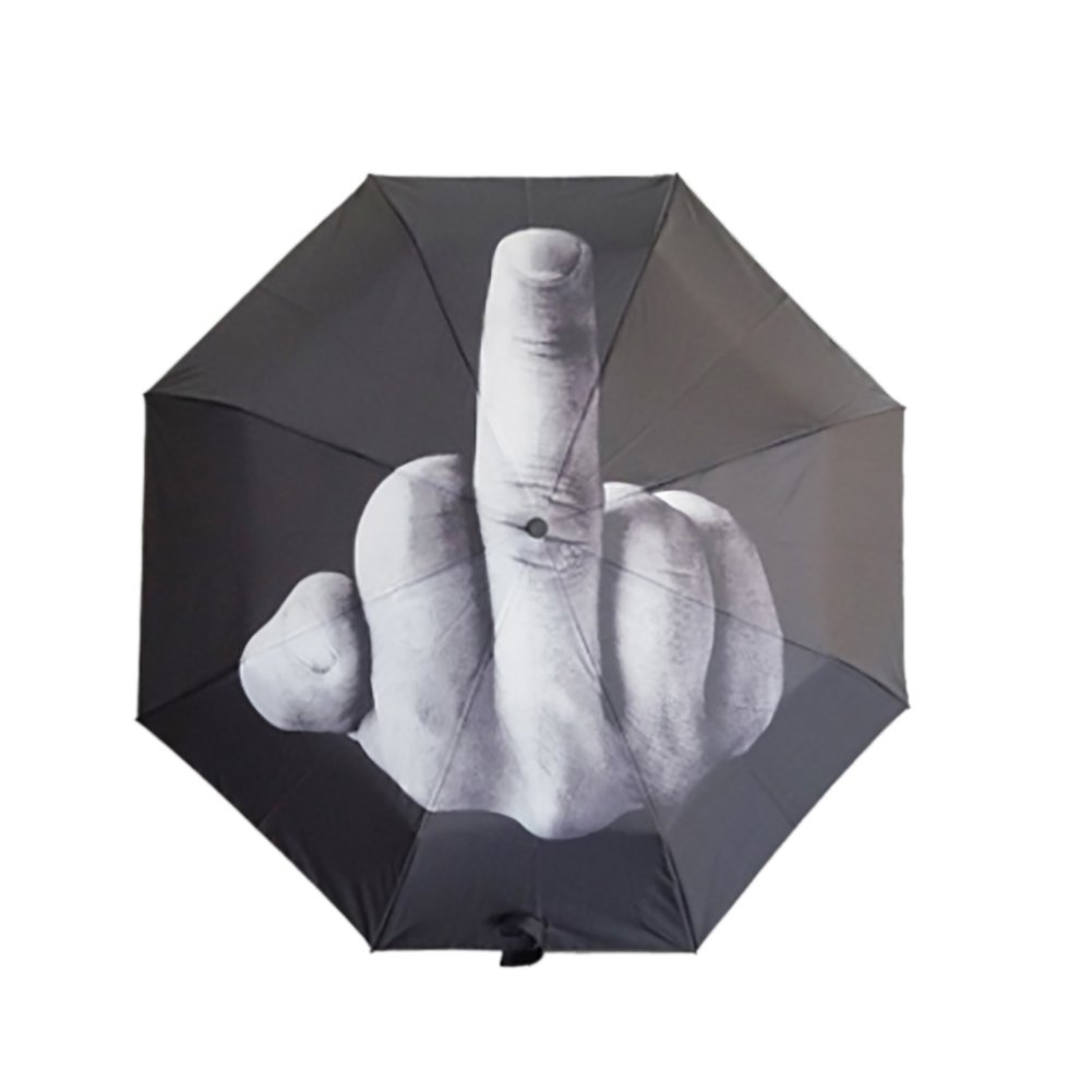 Smartcoco Novelty Middle Finger Folding Umbrella Windproof Compact Travel Umbrella Parasol Funny Gift