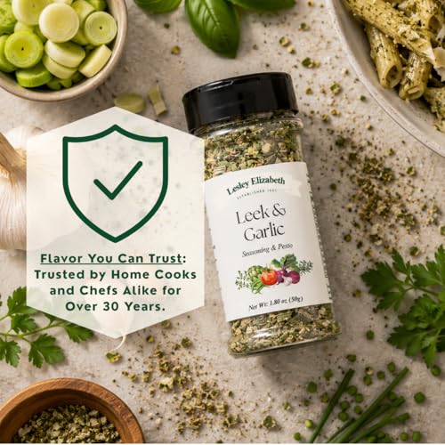 Image of Lesley Elizabeth Leek & Garlic Seasoning & Pesto - All-Natural Herb & Garlic Blend for Chicken, Pasta, Vegetables & Sandwiches | Gourmet All-Purpose Cooking & Grill Spice