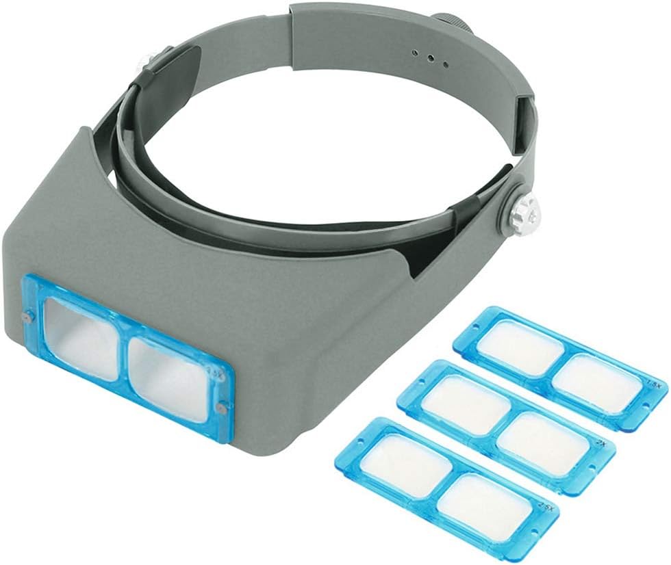 Head Mount Magnifier Optivisor Jewelers Magnifying Gl 1.5X 2X 2.5X 3.5X Optical Headset Magnifying Visor Reading Magnifier Jeweler Loupe with 4 Lens Close Work Magnifier Headset for Electronics