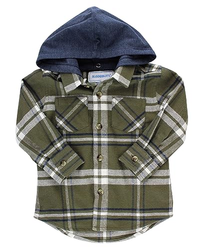 Image of RUGGEDBUTTS Boys Solid Cotton Long Sleeve Button Down Shirt with Button Tabs