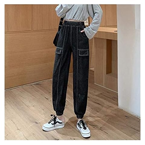 YooSz Woman Jeans Cargo Straight Leg Pantalon Vaquero Mujer Mom Baggy Vetement Femme Boyfriend Women Clothing Low Waist (Color : Smoky gray, Size : XXXL) Cover