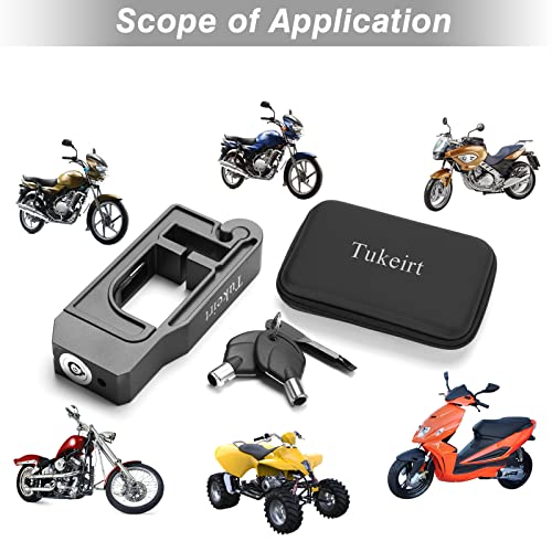 Tukeirt Motorcycle Lock - Adjustable Anti Theft for Motorcycles Mopeds Motorbikes Scooters ATVs Dirt Bike Street Bike Braking The Front Wheel Use on Grip Brake Handlebar(Black) - Thumbnail 7
